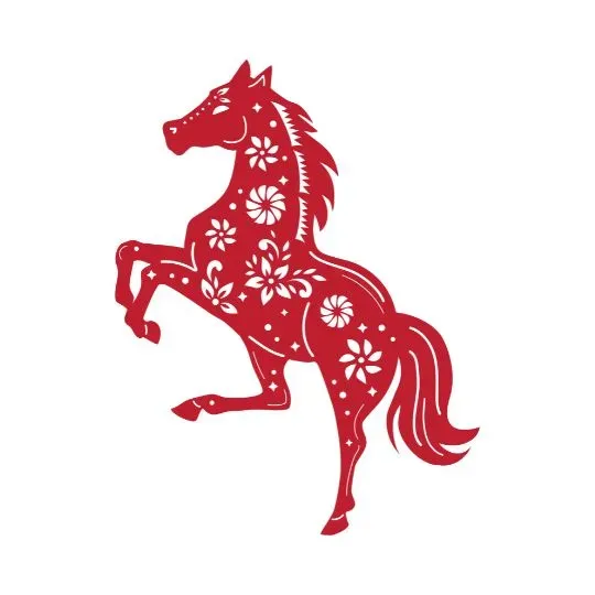 Stylized horse illustration representing the Year of the Fire Horse